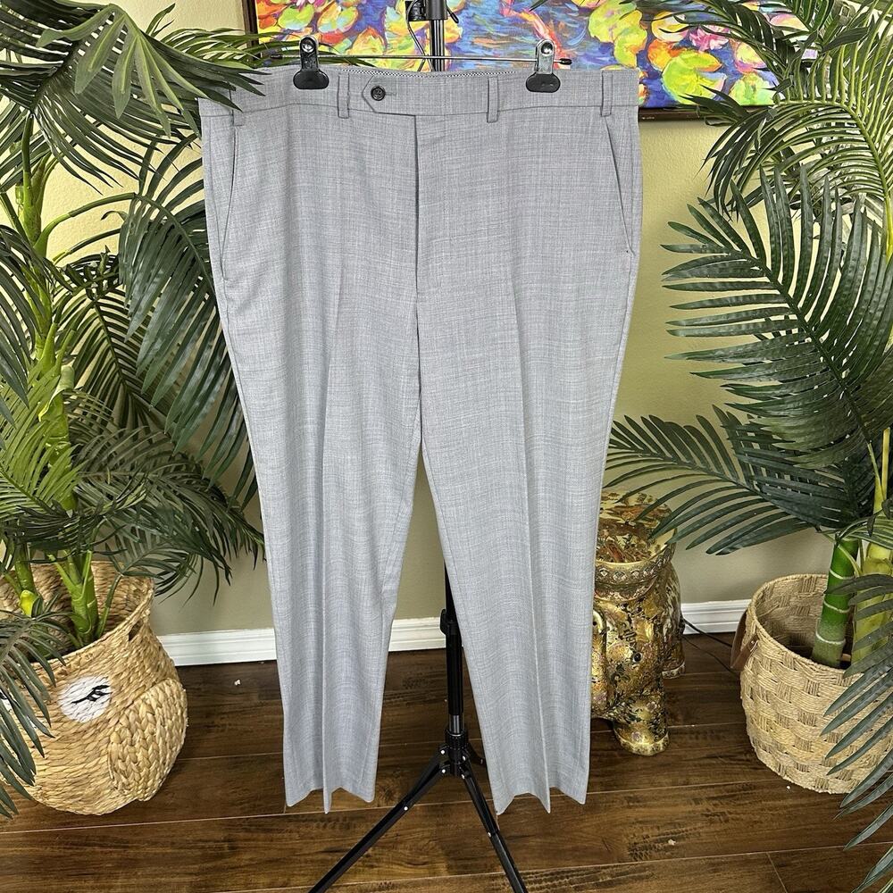 Chaps Pants Slacks 38W 32L Gray tonal Pattern poly wool spandex